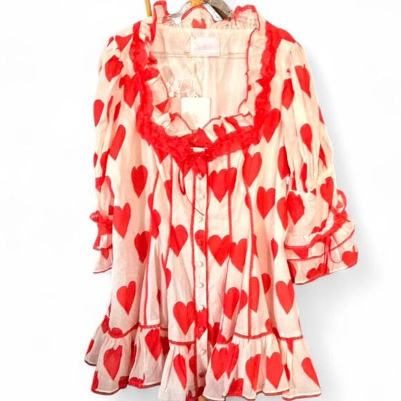 Selkie Queen of Hearts Libertine Red Hearts Lace Ruffles Peplum Blouse Top 2X
